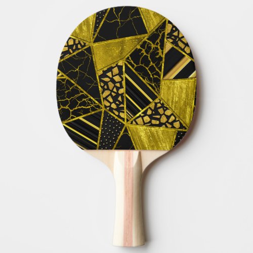 Gold Black Triangle Texture Illusion Ping Pong Paddle