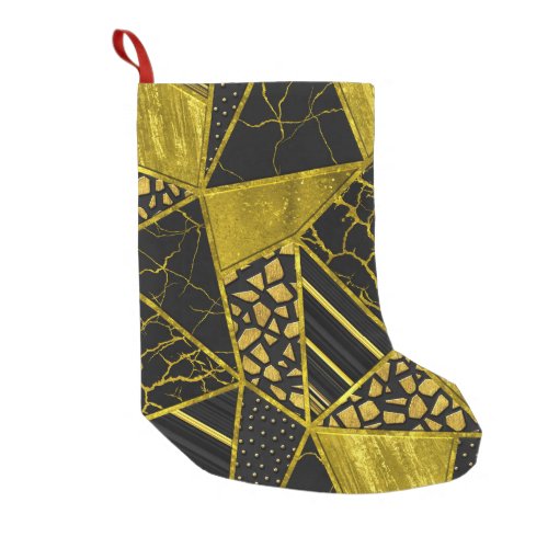 Gold Black Triangle Texture Illusion Small Christmas Stocking