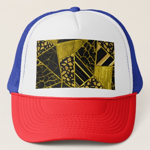 Gold Black Triangle Texture Illusion Trucker Hat