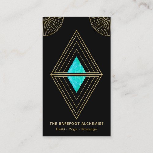   Gold  Black Triangles Alchemy Sacred Geometry Business Card