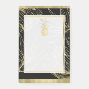 Gold & Black Tropical Pineapple Botanical Floral Post-it Notes