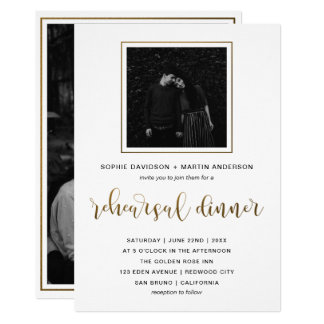 Gold & Black Typography | Rehearsal Dinner Photo Card