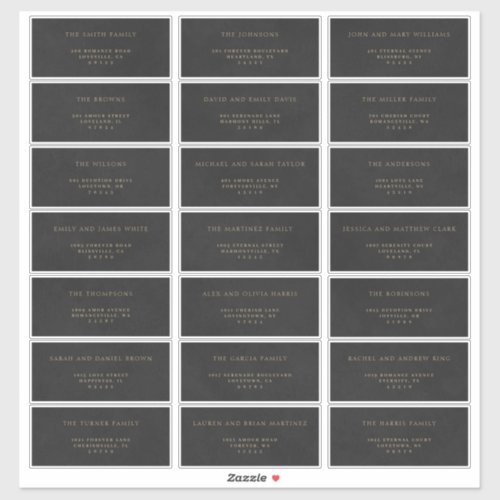 Gold  Black Velvet Imitation Guest Address Labels