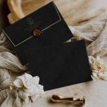 Gold & Black Velvet Print (Not Real) Envelope<br><div class="desc">Please note! The paper in these envelopes is not velvet; it's a pattern that simulates velvet and gold embossing. This elegant envelope showcases a timeless design with a sophisticated monogram, adding an extra touch of refinement to your invitations. Make a lasting impression on your guests as you send out your...</div>
