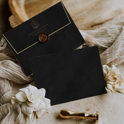Gold  Black Velvet Texture Imitation Wedding Envelope