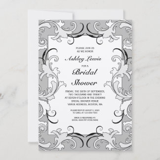 Gold Black Victorian Bridal Shower Invitation