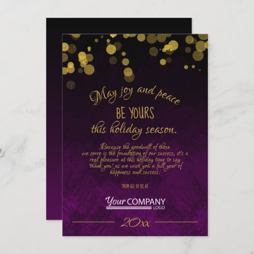 Gold Black Violet Company Christmas Card