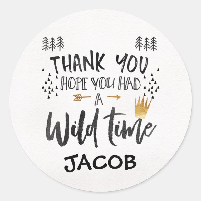 Gold Black Watercolor Wild One Wild Time Sticker (Front)