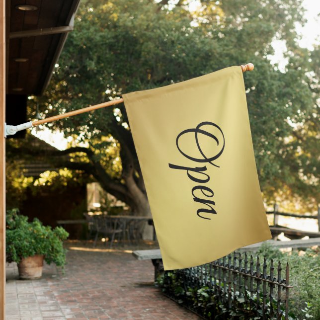 Gold & Black We Are Open Business Outdoor Sign (In SItu)