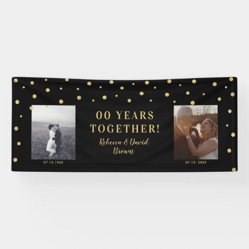 Gold  Black  Wedding Anniversary Party Banner