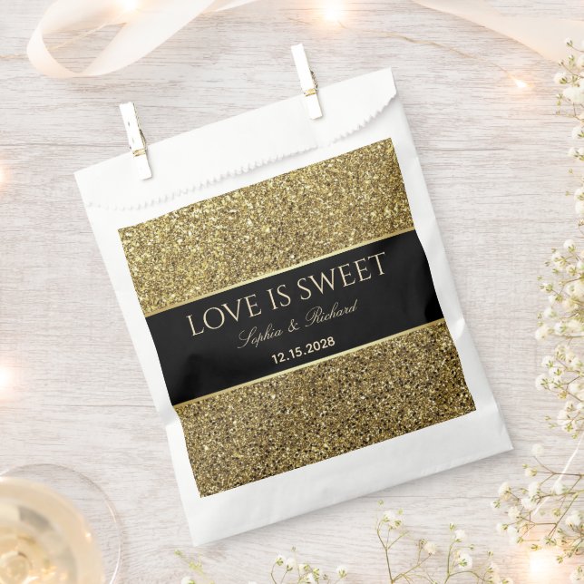 Gold Black Wedding Favor Bag (Clipped)