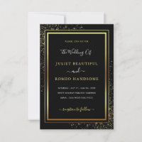 Gold Black Wedding Invitations Your Font or Colors