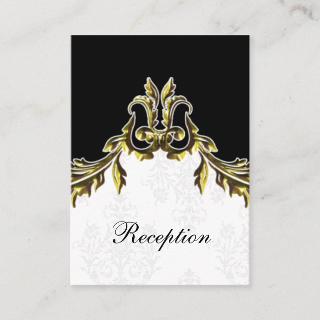 gold black wedding Reception Cards (Front)