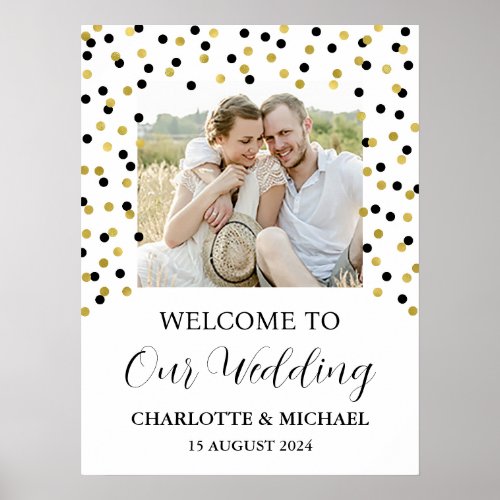 Gold Black Wedding Welcome Custom 18x24 Photo Poster