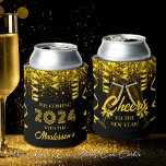 Gold Black Welcome New Years Eve Party Can Cooler at Zazzle