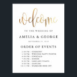 Gold black welcome order of events wedding sign<br><div class="desc">This is a beautiful portrait poster welcome order of events wedding sign featuring script text in gold</div>