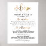 Gold Black Welcome wedding program sign<br><div class="desc">This is a beautiful portrait poster welcome wedding program sign featuring script text in gold .</div>