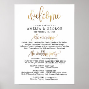 Gold Black Welcome wedding program sign