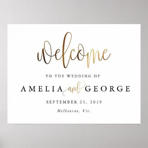 Gold Black Welcome wedding sign