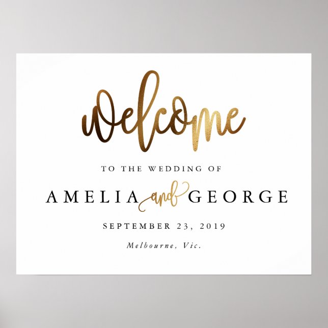 Gold Black Welcome wedding sign (Front)