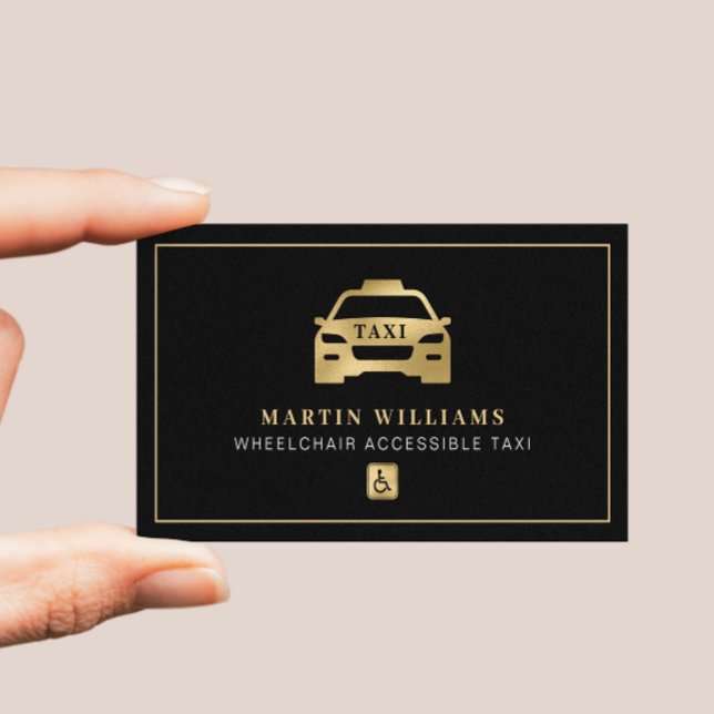 Gold & Black Wheelchair Accessible Taxi Driver Business Card (Creator Uploaded)