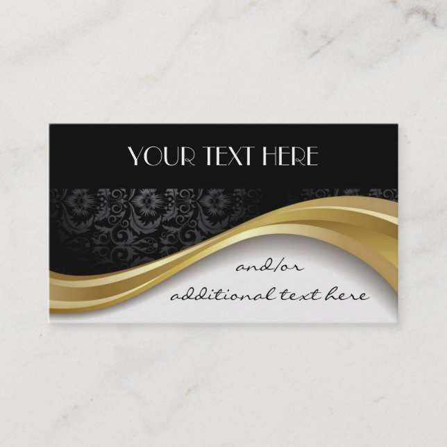 Gold, Black & White Business Card (Front)
