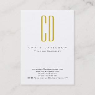 Gold Black White Color Monogram Business Card