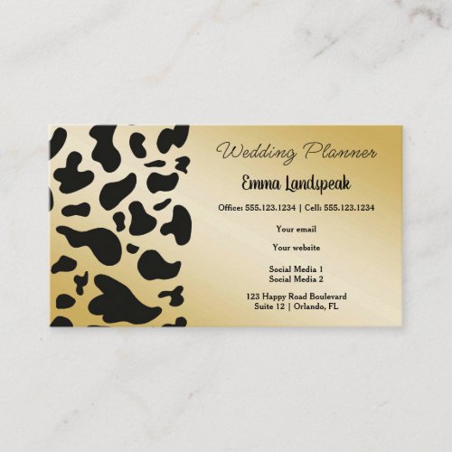 Gold Black  White Cow Spots Business Card