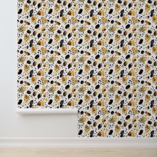 Gold Black White Leopard Cat Abstract Wallpaper