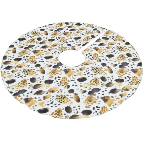 Gold Black White Leopard Print Brushed Polyester Tree Skirt