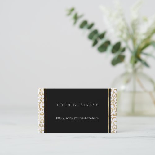 Gold Black White Leopard Print Business Card