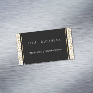 Gold Black White Leopard Print Business Card Magnet