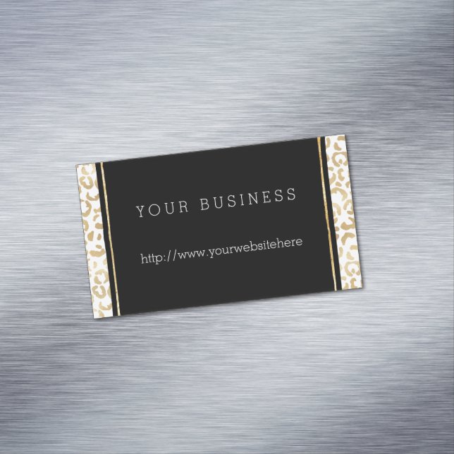 Gold Black White Leopard Print   Business Card Magnet (In Situ)