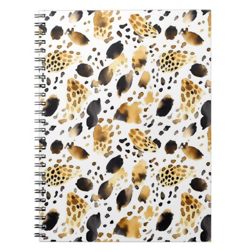 Gold Black White Leopard Print Notebook