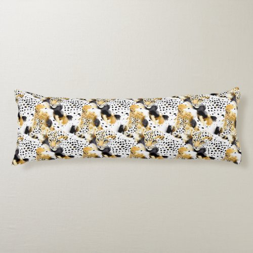 Gold Black White Leopards Body Pillow