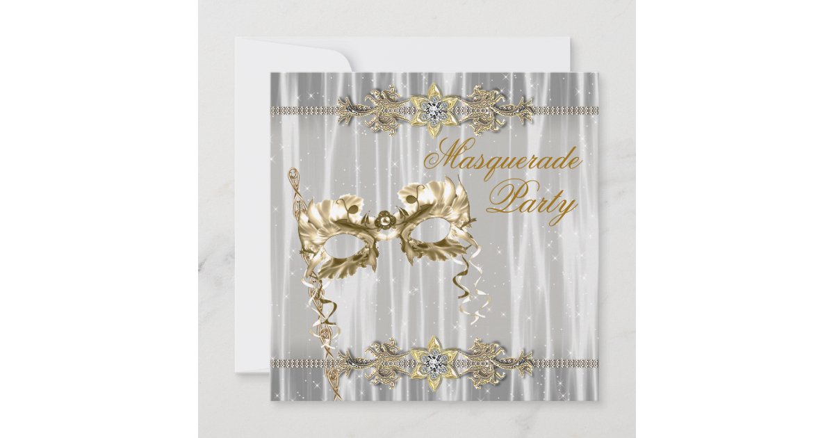 Gold Black White Masquerade Party Invitation Zazzle