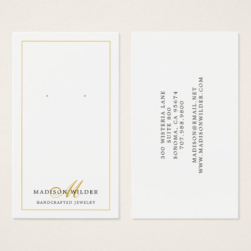 Gold Black White Monogram Earring Display Cards