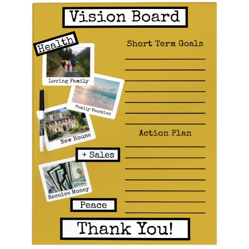 Gold Black White Photo Vision Board Goals Action