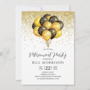 Gold Black White Retirement Invitation Postcard