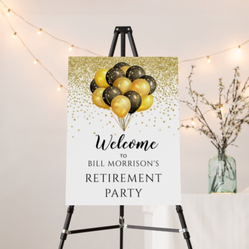 Gold Black White Retirement Party Welcome Sign