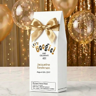 Gold Black White Retro Groovy 60th Birthday Roasted Coffee