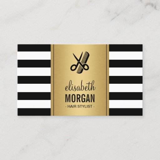 Customizable Gold Black White Stripes Hair Stylist Appointment