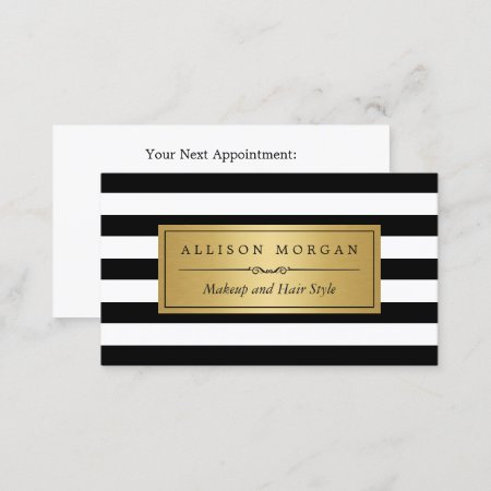 Gold Black White Stripes Reminder Appointment Card