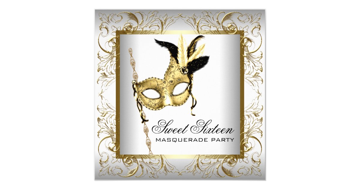 gold black white sweet sixteen masquerade party invitation black gold birthday invitations