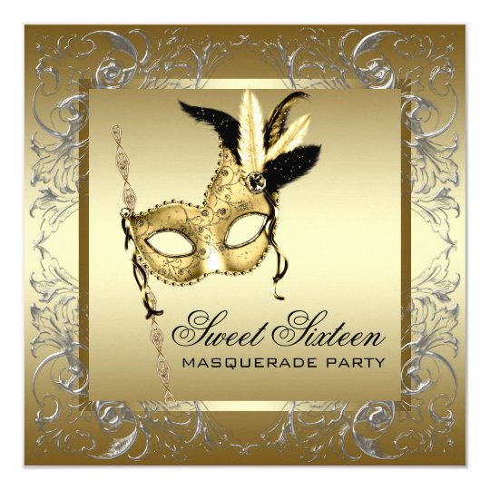 Sweet 16 Masquerade Party Invitations Template 6
