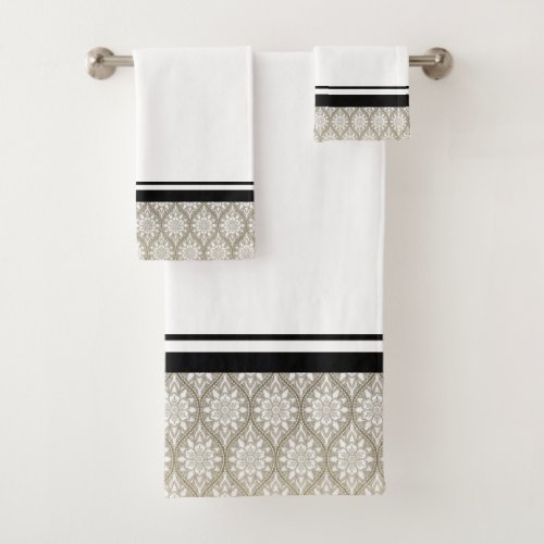 Gold  Black White Towel Set