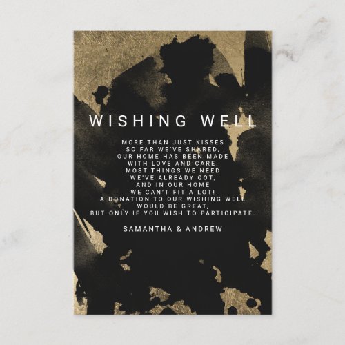 Gold black white watercolor wishing well wedding enclosure card