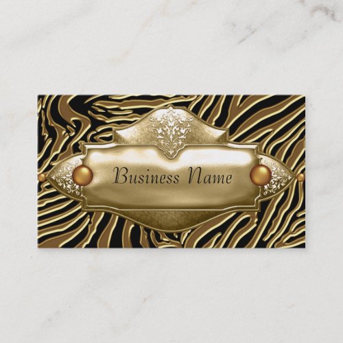 Gold Black Zebra Business Card