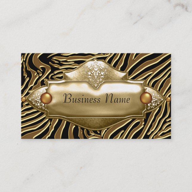 Gold Black Zebra Business Card (Front)