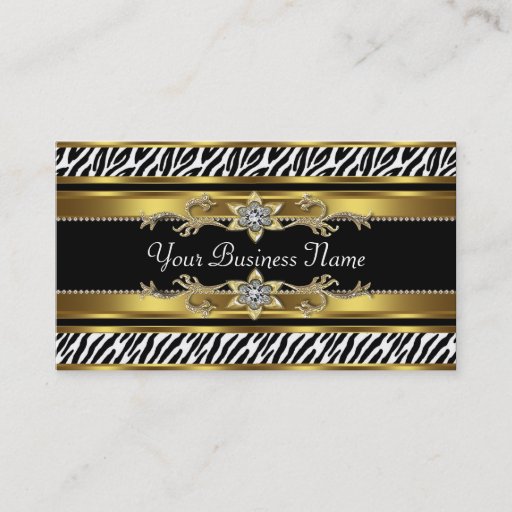 Customizable Gold Black Zebra Business Cards